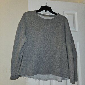 Zara Heather grey raw hem soft Comfy sweatshirt S